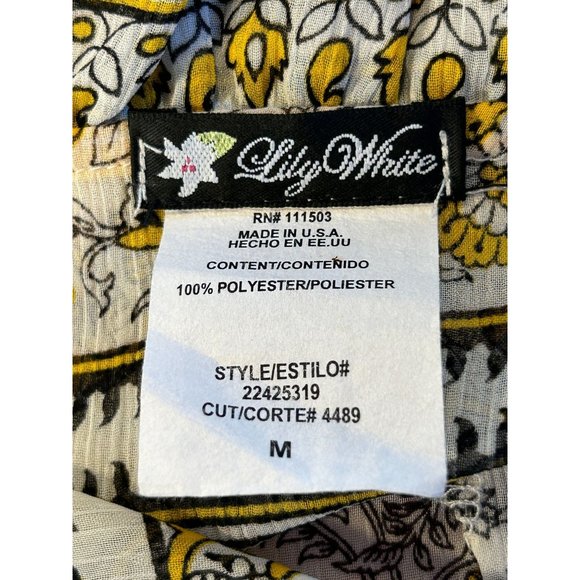 Lily White Shirt Womens Medium Yellow White Peasant Blouse - Picture 8 of 13